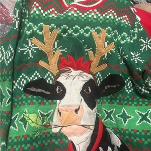 Men’s Festive Cow UGLY Christmas Sweater NWOT